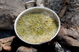 Mung bean and cassava taste testing at Loes Research Station.